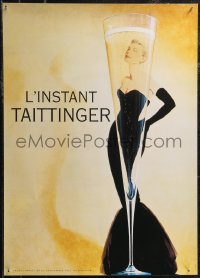 2r0003 TAITTINGER 20x28 French advertising 1988 art of Catherine Deneuve & champagne flute!