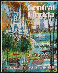2r0071 DELTA AIR LINES CENTRAL FLORIDA 22x28 travel poster 1970s Disney World & more by Laycox!
