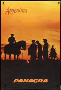 2r0077 PANAGRA ARGENTINA 28x42 travel poster 1960s great image of gauchos at sunset!