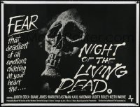 2s0757 NIGHT OF THE LIVING DEAD linen British quad 1969 George Romero, different c/u skull art, rare!