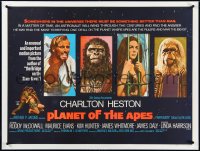 2s0758 PLANET OF THE APES linen British quad 1968 Charlton Heston, cool art of apes & caged humans!