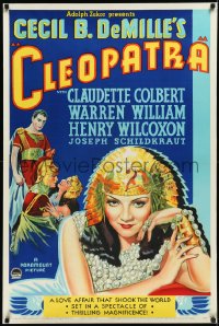2s0439 CLEOPATRA 1sh 1934 wonderful c/u art of Claudette Colbert, Cecil B. DeMille, ultra rare!