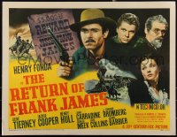 2s0033 RETURN OF FRANK JAMES style A 1/2sh 1940 Henry Fonda, Gene Tierney, Jackie Cooper, Fritz Lang!