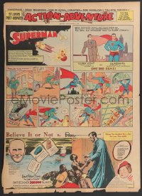 2s0006 SUPERMAN 15x21 newspaper comic page November 5, 1939 historic first color Sunday, ultra rare!