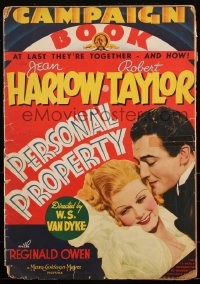 2s0063 PERSONAL PROPERTY pressbook 1937 Jean Harlow & Robert Taylor together at last, ultra rare!