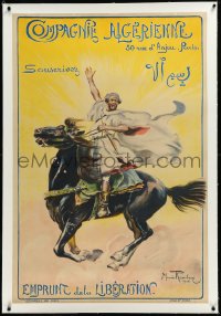 2s0579 COMPAGNIE ALGERIENNE linen 31x46 French WWI war poster 1918 Romberg art of horse soldier, rare!
