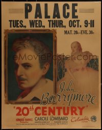 2s0021 20th CENTURY jumbo WC 1934 art of John Barrymore & Carole Lombard, Howard Hawks, ultra rare!