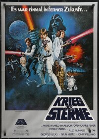 2t0040 STAR WARS German 1977 George Lucas sci-fi epic, montage art by Tom William Chantrell!