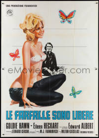 2t0052 BUTTERFLIES ARE FREE Italian 2p 1973 different Landi art of Goldie Hawn & Edward Albert!