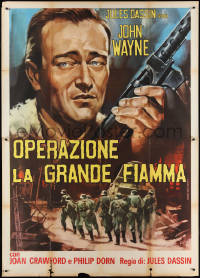 2t0079 REUNION IN FRANCE Italian 2p R1964 different Piovano art of John Wayne with gun, Jules Dassin