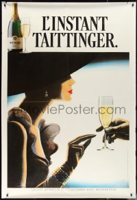 2w0036 TAITTINGER DS 47x69 French advertising poster 1988 art of sexy woman & champagne!