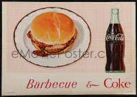 2y0011 COCA-COLA 12x17 advertising poster 1950s great image of barbecue sandwich & bottle of Coke!