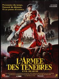 2y0041 ARMY OF DARKNESS French 1p 1993 Sam Raimi, Hussar art of Bruce Campbell w/ chainsaw hand!