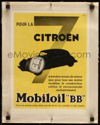 2y0026 MOBIL linen 10x14 French special poster 1930s Lupa art of the Citroen 7 car with motor oil!