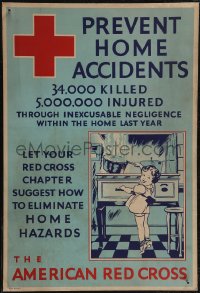 2y0012 PREVENT HOME ACCIDENTS AMERICAN RED CROSS 15x22 special poster 1940s eliminate home hazards!