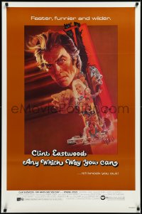 2z0853 ANY WHICH WAY YOU CAN 1sh 1980 cool artwork of Clint Eastwood & Clyde by Bob Peak!