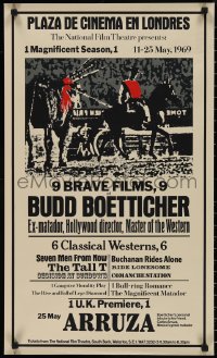 2z0357 9 BRAVE FILMS OF BUDD BOETTICHER English double crown 1969 cool bullfight style design!