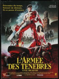 2z0486 ARMY OF DARKNESS French 16x21 1992 Sam Raimi, great art of Bruce Campbell w/chainsaw hand!