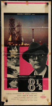 2z0517 8 1/2 Italian locandina 1963 Federico Fellini classic, Mastroianni & Claudia Cardinale!