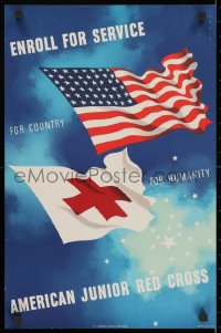 2z0243 AMERICAN JUNIOR RED CROSS 15x22 special poster 1958 enroll for service for your country & humanity!