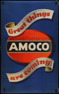 2z0063 AMOCO 26x43 advertising poster 1940 cool art of sign, great things are coming!