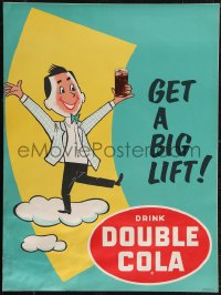 2z0066 DOUBLE COLA COMPANY 18x24 advertising poster 1960s cool art of happy people on clouds!