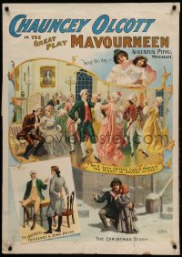 2z0044 MAVOURNEEN 28x40 stage poster 1900 Chauncey Olcott in the great Irish play, cool montage!