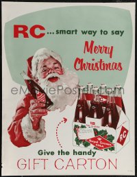 2z0077 RC COLA 17x22 advertising poster 1950s great art of Santa Claus and special window carton!