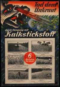 2z0079 TOD DEM UNKRAUT 19x28 German advertising poster 1930s great art of beast killing the weeds!