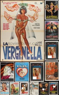 3a0053 LOT OF 16 FOLDED SEXPLOITATION ITALIAN ONE-PANELS 1980s-1990s sexy images with nudity!