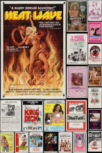 3a0028 LOT OF 37 TRI-FOLDED SEXPLOITATION ONE-SHEETS 1970s-1980s sexy images with some nudity!