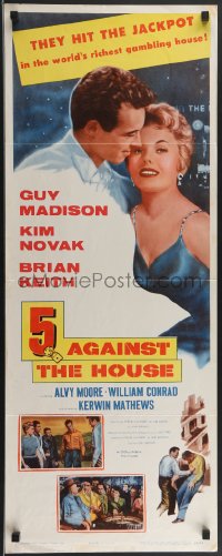 3b1130 5 AGAINST THE HOUSE insert 1955 great art of super sexy Kim Novak gambling in Reno Nevada!