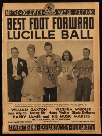 3b0062 BEST FOOT FORWARD pressbook 1943 Lucille Ball, Harry James with trumpet, Weidler, very rare!