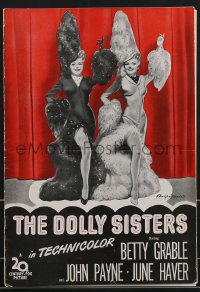 3b0079 DOLLY SISTERS pressbook 1945 sexy Betty Grable & June Haver, cover art by Bradshaw Crandell!