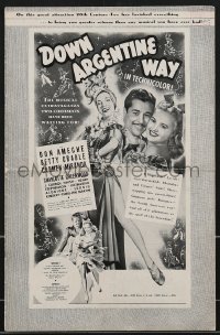 3b0081 DOWN ARGENTINE WAY pressbook 1940 Don Ameche, Betty Grable, sexy Carmen Miranda, ultra rare!