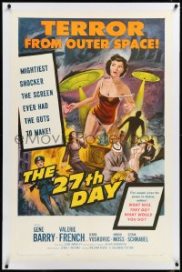 3d0097 27th DAY linen 1sh 1957 terror from space, mightiest shocker the screen ever had guts to make!