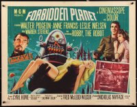 3d1785 FORBIDDEN PLANET style A 1/2sh 1956 art of Robby the Robot carrying sexy Anne Francis, rare!