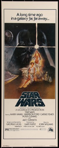 3d1891 STAR WARS insert 1977 George Lucas classic, iconic Tom Jung art of Vader over Luke & Leia!