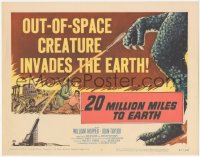 3d0708 20 MILLION MILES TO EARTH TC 1957 cool art of out-of-space creature invading the Earth!