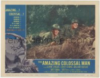 3d0724 AMAZING COLOSSAL MAN LC #4 1957 two soldiers with rifles wait for the giant monster in grass!