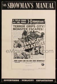 3d0075 REVENGE OF THE CREATURE pressbook 1955 lots of 3-D ads & info about both releases!