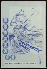 3d0078 TRANSATLANTIC TUNNEL pressbook 1935 wonderful art of Neptune, New York to London, ultra rare!