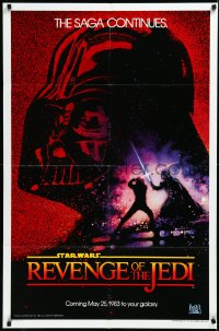3d0636 RETURN OF THE JEDI dated teaser 1sh 1983 George Lucas' Revenge of the Jedi, Struzan art!