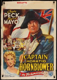 3g0029 CAPTAIN HORATIO HORNBLOWER Belgian 1951 great art of sailor Gregory Peck, Virginia Mayo!