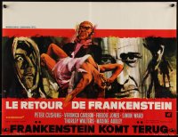 3g0033 FRANKENSTEIN MUST BE DESTROYED Belgian 1970 Ray artwork of Peter Cushing, monster & sexy girl