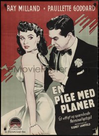 3g0040 LADY HAS PLANS Danish 1946 Ray Milland dancing with Paulette Goddard, Wenzel art, ultra rare!