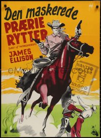 3g0041 LAST OF THE WILD HORSES Danish 1951 Lundvald art of masked James Ellison + wanted poster!