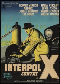 3g0048 INTERPOL CONTRE X French 22x32 1960 cool crime artwork by Constantine Belinsky!