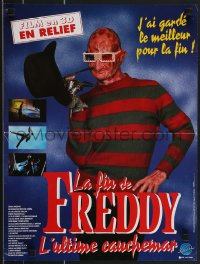 3g0053 FREDDY'S DEAD French 16x21 1992 wacky image of Englund as Freddy Krueger with 3D glasses!