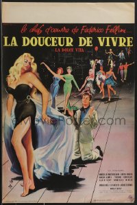 3g0054 LA DOLCE VITA French 16x24 1960 Federico Fellini, Mastroianni, sexy Ekberg by Yves Thos!